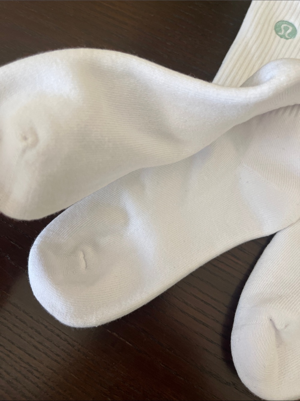 NWOT lululemon athletica White Crew Socks with Mint Logo Accent - Picture 2 of 4